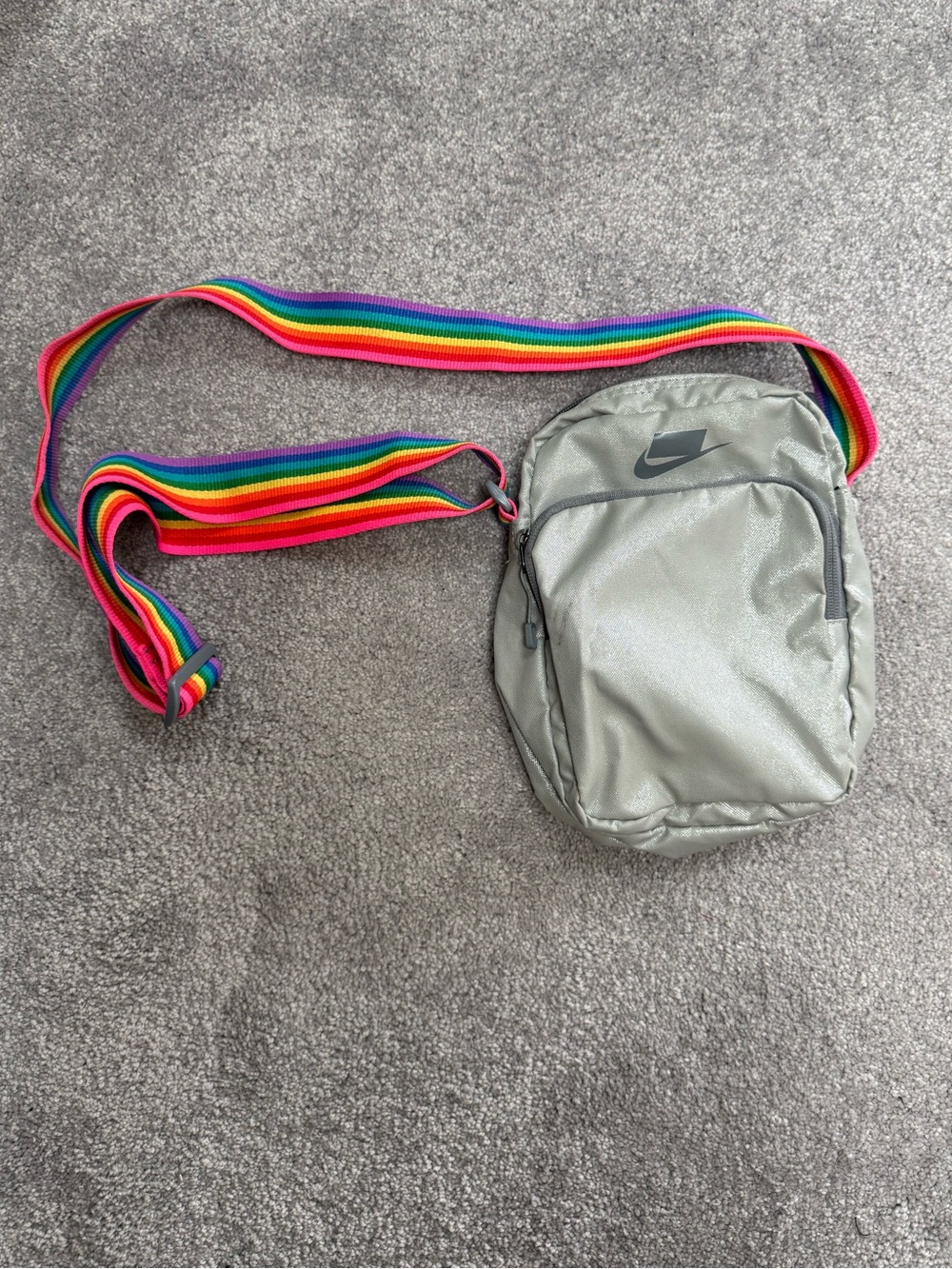 Nike BETRUE Silver Crossbody with Rainbow Strap